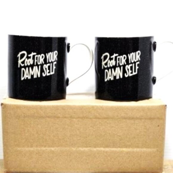 2 Set ROOT FOR YOUR DAMN SELF Coffee Mug Oversized Coffee Mug Stoneware Mug - Picture 1 of 5